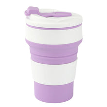 Vaso plegable de silicona de grado alimenticio de 350 ml, con tapa, vaso de café reutilizable y portátil, para bebidas calientes, ideal para viajes y camping