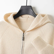 Autumn and Winter 100% Pure Cashmere Cardigan Men's Hoodie Zipper Thick Sweater Loose Plus Size Wool Knitted Sweater Coat