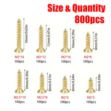 800 Gold-Plated Self-Tapping Screws, M2/M2.5, for Wooden Crafts and Boxes - image 2