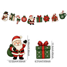 Merry Christmas Banner Garland Cartoon Santa Snowman Poinsettia Candy Cane Ornament Bunting Xmas Wall Hanging Home Decor