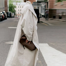 Women Autumn Long Trench Coat Chic Stand Collar Button Batwing Sleeve Oversize Jacket Fashion High Street Windproof Loose Outfit