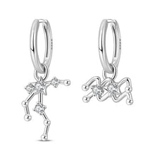 Nuevos pendientes de botón de plata de ley 925, serie de los doce signos del zodiaco con circonitas, joyería de boda para mujer, moda para chicas.