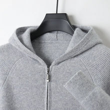Autumn and Winter 100% Pure Cashmere Cardigan Men's Hoodie Zipper Thick Sweater Loose Plus Size Wool Knitted Sweater Coat