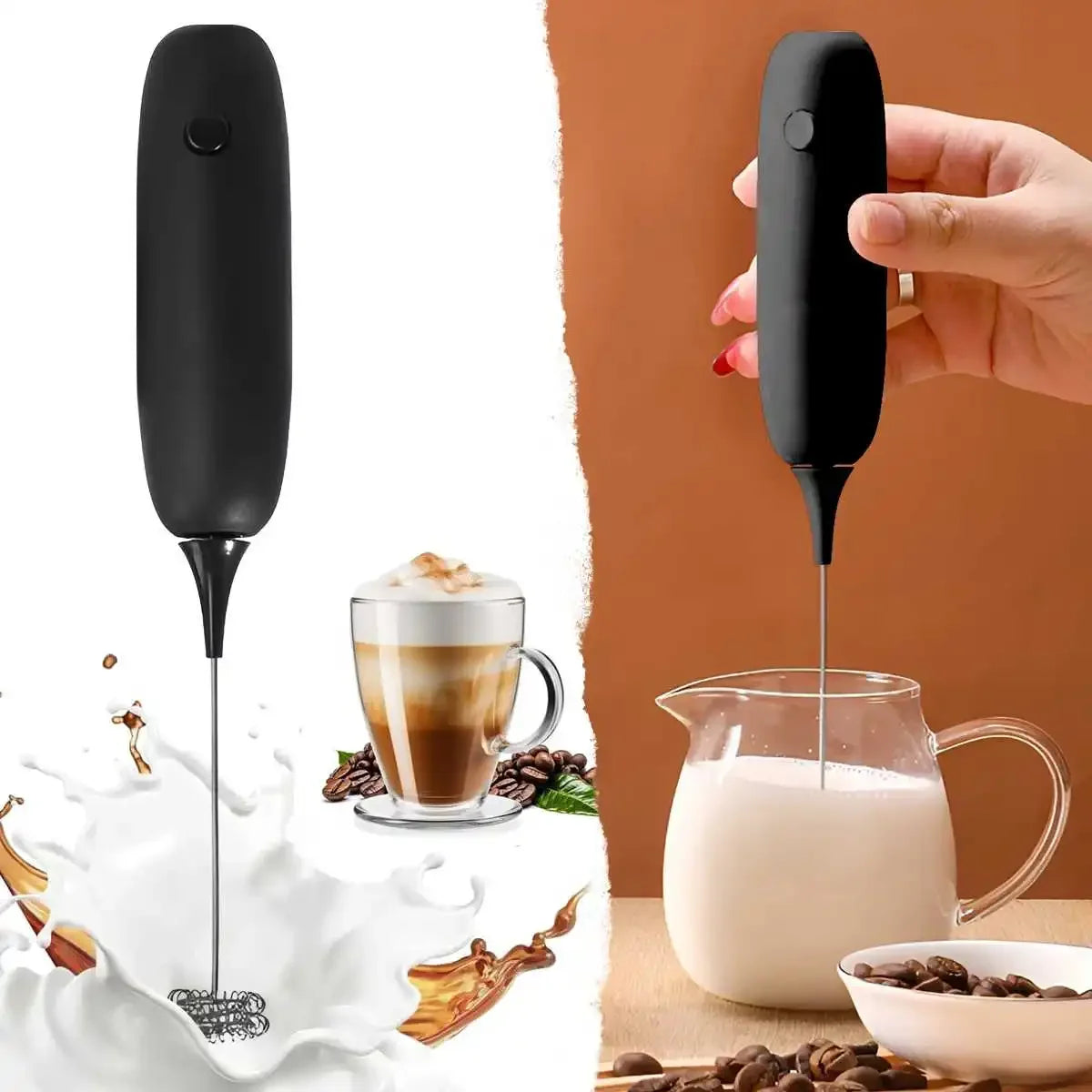 1PC Handheld Stainless Steel Electric Milk Frother Whisk Creamer (No AA Batteries Required) Beverage Coffee Frother Ideal Gift