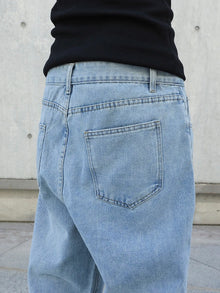 Vaqueros holgados para hombre de primavera y otoño, pantalones de mezclilla informales, rectos, extragrandes, de color sólido, moda urbana, estilo Y2k, de pierna ancha