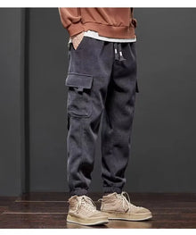 Spring Autumn New Style Elastic Waist Casual Pants for Men Stretch Straight Drawstring Harem Jogging Sports Long Pants Male