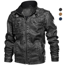Men's Vintage Faux Leather Biker Jacket with Stand Collar, Sizes XXS to 6XL - image 4