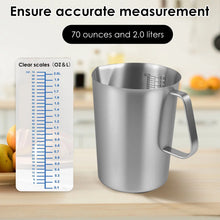 0.5-2L Stainless Steel Milk Frothing Jug Measurement Jug Milk Pot Large Mouth Graduated Beaker Clear Marking Coffee Accessories