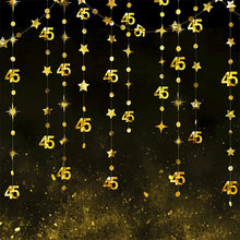 Gold 45th 40th 50th Happy Birthday Paper Banner Decoration Hanging Birthday Number Circle Twinkle Star Garland Streamer Backdrop