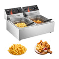 SucceBuy 12L Electric Deep Fryers Dual Tanks for Fast Food Restaurant or Camping Picnic Fried Chicken Frying Chips French Fries