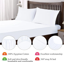 100% Egyptian Cotton Fitted Sheet with Elastic Bands, 400TC Pure Cotton Mattress Covers, Non Slip Adjustable Bed Sheets 140/160