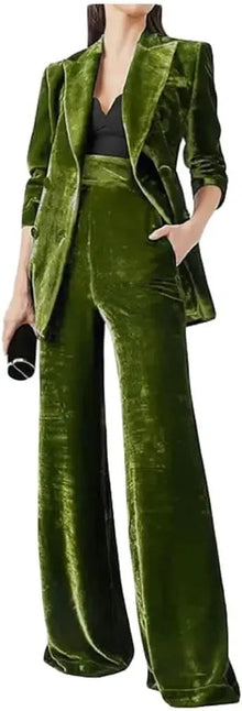 Traje de terciopelo de doble botonadura para mujer, conjunto de 2 piezas para reuniones de negocios y oficina, banquetes de boda, cenas y bailes