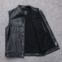 Chaleco de piel sintética para hombre, chaleco de cuero para hombre, otoño e invierno, motocicleta, cremallera, botón, motocicleta, chaleco de cuero casual