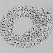 Collar cubano de eslabones con diamantes de imitación AAA estilo "Iced Out", cadena cubana de cristales de 2 filas para hombre, joyería hip hop de 13/14/20MM