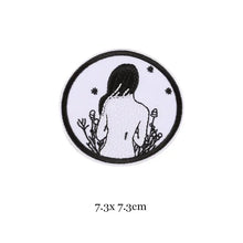 1pc Black White Biker Patches for Clothes Iron on Clothing Letter Appliques Skull Star Stripes Embroidered Sticker Round Badge