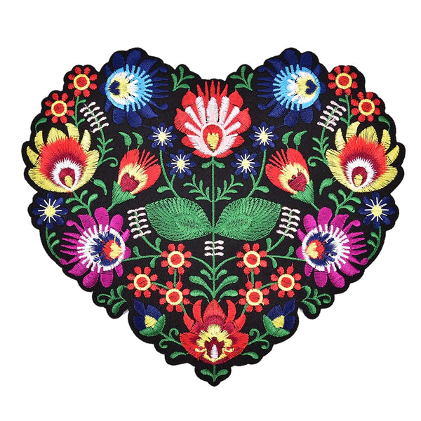 Heart Shape Flower Embroidery Applique Patches For Clothing Iron On Patch DIY Clothes Jackets Sewing Craft