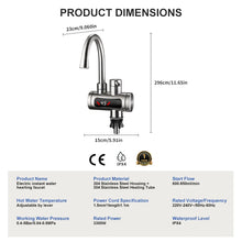 Instant Electric Water Heater 3300W EU Plug Under Sink 220V Kitchen Bathroom Tankless Hot Water Faucet Heater 360° Rotatable