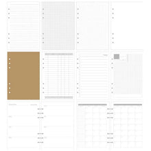 Sharkbang A5 Refill Notebook, 45 Sheets 6 Holes Notebook Index Papers, Gird/Line/Blank/Monthly Memo Pads, School Supplies