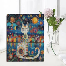 PhotoCustom 5d Diamond Painting Colorful Cat Full Round Diamond Embroidery Art Animal Home Decor