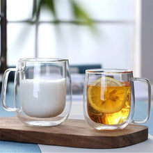 Taza de vidrio de borosilicato de alta resistencia al calor de 150-350 ml, vaso de doble pared para café con asa, taza para leche o agua, vasos transparentes, regalo