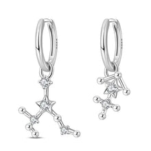 Nuevos pendientes de botón de plata de ley 925, serie de los doce signos del zodiaco con circonitas, joyería de boda para mujer, moda para chicas.
