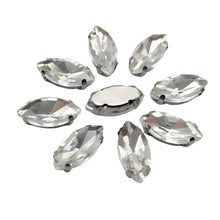 Horse Eye Shape Glass Rhinestones With Claw Marquise Sew On Stone Strass Diamond Silver Metal Base Crystals For Needlework