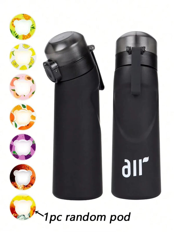 1 ud. Botella de agua de aire con 1 ud. cápsula de sabor aleatoria, portátil, transparente, con pajita, a prueba de fugas, adecuada para deportes al aire libre