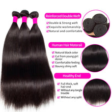 Straight Human Hair Bundles Remy Brazilian Hair Weave Bundles 3PCS Natural Black 14-30 Inch Hair Extensions
