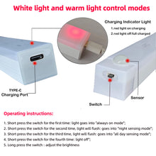 Motion Sensor Lamp Night Light Wireless LED USB Type C Rechargeable Lamp for Kitchen Cabinet Bedroom Wardrobe Staircase Lighting