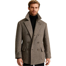 Autumn Man Suit Coat Double Breasted Woolen Herringbone Blazer Fashionable Casual Business Short Jacket