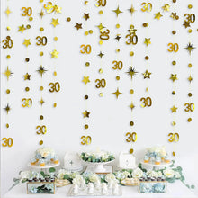 Gold 45th 40th 50th Happy Birthday Paper Banner Decoration Hanging Birthday Number Circle Twinkle Star Garland Streamer Backdrop
