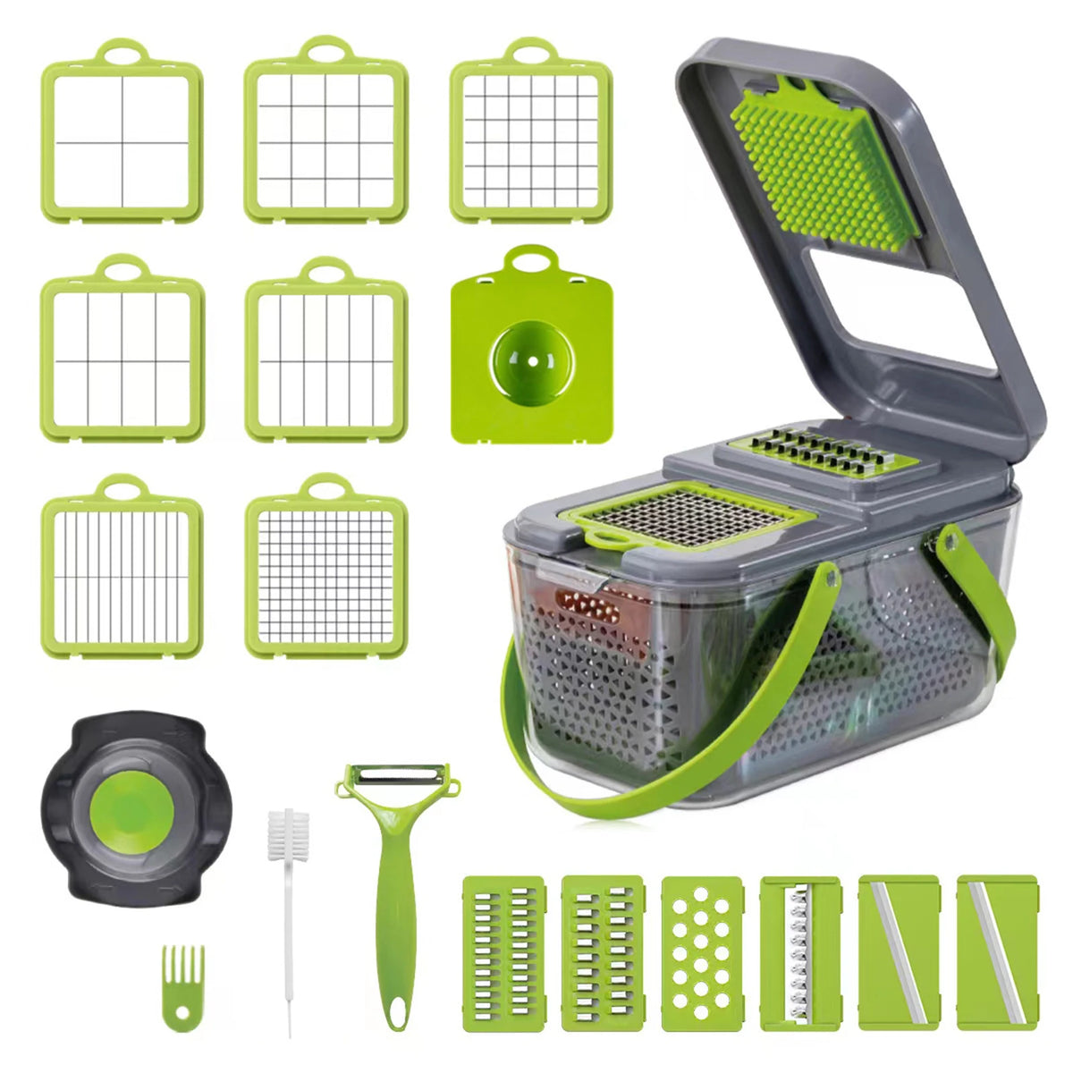 22 in 1 Multifunctional Vegetable Chopper Manual Chopper with Container Food Chopper Cutter for Onion Garlic Carrot Potato With