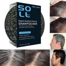 Barra de champú natural de carbón vegetal para oscurecer el cabello, jabón para oscurecer las canas, champú sólido de carbón de bambú para cabello negro
