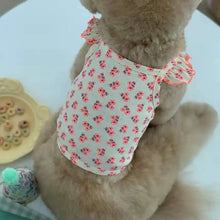 Cute Floral Pet Vest Dog Cat Flying Sleeve Fungus Curling Small Flower Teddy Bear Spring Summer Pet Clothes Supplies Dog Clothes