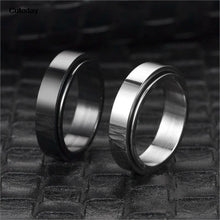 Anillos giratorios antiestrés, color negro y plateado, de acero inoxidable, anillos giratorios para ansiedad, joyería para hombres y mujeres