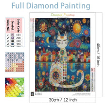 PhotoCustom 5d Diamond Painting Colorful Cat Full Round Diamond Embroidery Art Animal Home Decor