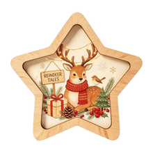 Christmas Theme Wooden Christmas Decoration Star Shape Snowman Deer Xmas Wall Art 2D Print Rabbit Wall Decor Home Decoration