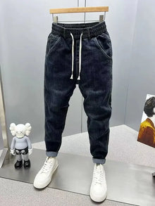 Luxury Harem Casual Jeans Spring Autumn Denim Jeans Men's Pants Fashion Korean-Style Loose Mid-Waist Streetwear Small-Leg Pants