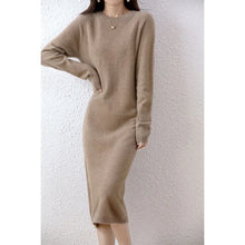 Cashmere Sweater Knitted Dresses 100% Merino Wool Women's Winter Female Elegant Pullovers Dress Autumn Casual Long Sleeve Skirts