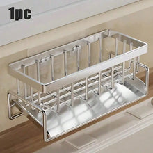 Stainless Steel Kitchen Sink Caddy Organizer, Adhesive Sponge Holder With Drain Tray, Multi Compartment Dish Brush Soap Storage Rack, Household Countertop Sink Accessory