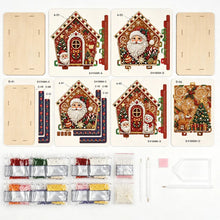 Christmas DIY Pearl Art Craft Kit Wooden Gingerbread House Shape Diamond Bead Painting Ornament  Xmas DIY Handcraft Kit Decor