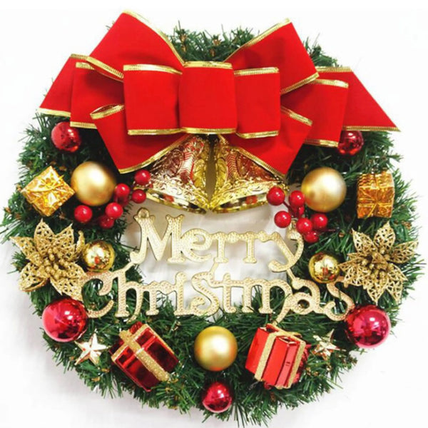 Decoración navideña, corona de Navidad de simulación hecha a mano, adorno colgante para puerta o ventana, decoración del hogar exquisita y de alta calidad