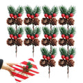 Christmas Decor Picks 10 Pieces Artificial Holiday Decoration Decorative Christmas Branches for Wedding Setup Greeting Cards