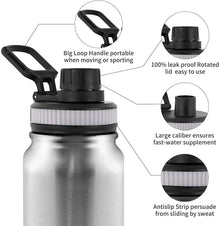Termo de acero inoxidable 304, botella portátil de doble pared, taza de viaje, termo al vacío, vaso aislado, botella de agua de 600/800/1000 ml