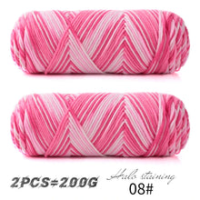 2 PCs Colorful 5-strand Dyed Milk Cotton Baby Sweater Yarn Self Woven Scarf Medium Thick Handmade DIY Woven Crochet Material Bag