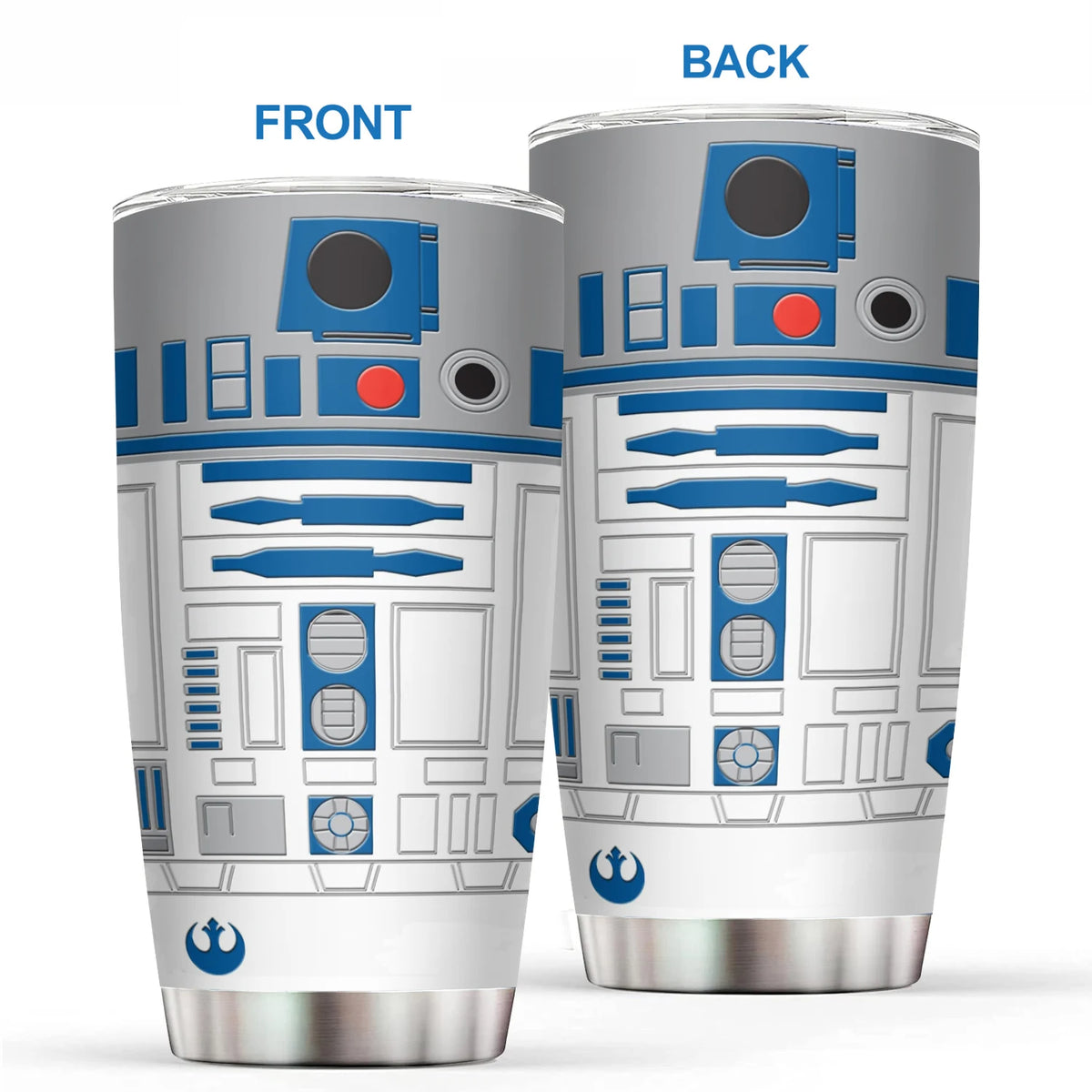 20Oz R2-D2 Robot Print Stainless Steel Vacuum Double Walled Insulated Tumbler with Straw and Lid Keep Cold Hot drink Car Cup