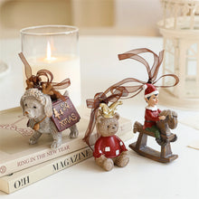 Vintage Hand-Painted Resin Christmas Ornament, Bear, Bell, Tree and Pegasus - image 3