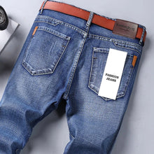 Pantalones vaqueros clásicos para hombre, colección primavera-otoño 2026, estilo casual de negocios, corte recto, mezclilla elástica azul, pantalones elegantes para hombre