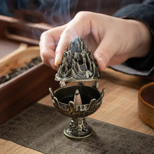 Quemador de incienso vertical, mini soporte de incienso hueco de aleación, adorno de mesa portátil, quemador de aromaterapia para el hogar, decoración de escritorio