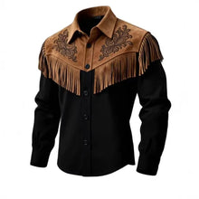 Chaqueta de piel con flecos para hombre, otoño-invierno 2026, estilo vintage étnico, de moda, con botones, forrada, casual, estilo urbano